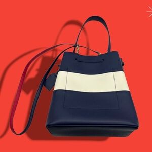 NWOT Rauren Ralph Lauren Navy and White Red Color  Women's Handbag 2 Pc Size M